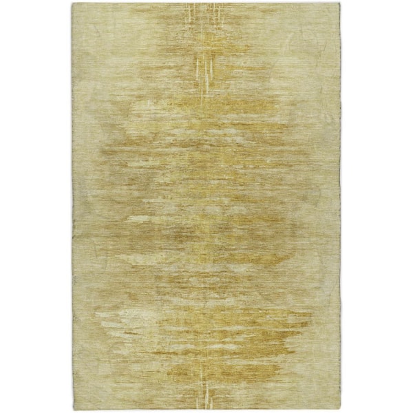 Dream Shag Premium Machine Washable Abstract ADS806 Gold 5 ft. x 7 ft. 6 in. Area Rug