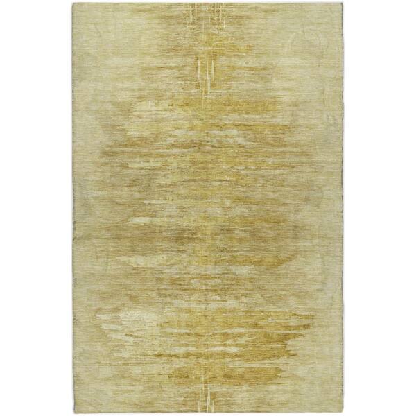 Dream Shag Premium Machine Washable Abstract ADS806 Gold 8 ft. x 10 ft. Area Rug