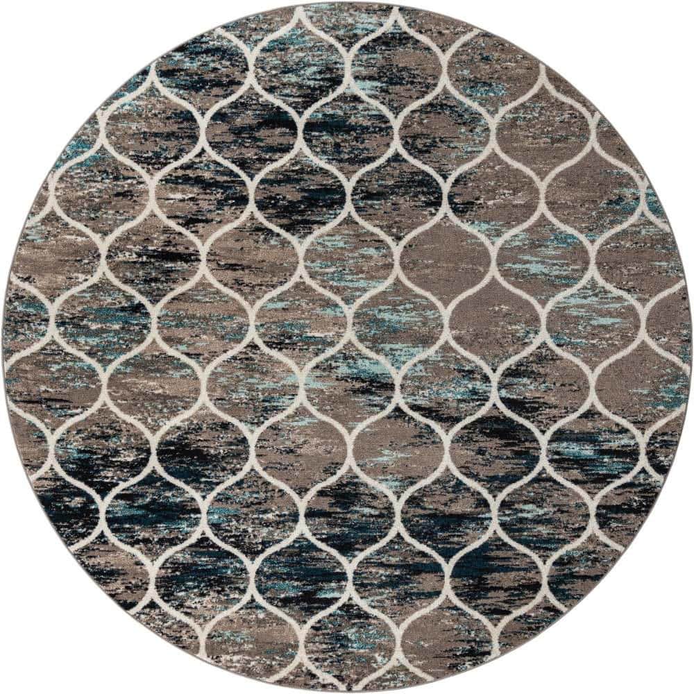 Trellis Frieze Rounded Blue Multi 10 ft. x 10 ft. Area Rug price history on PriceWatchPro
