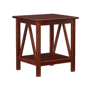 Titus 20 in. W Tobacco Brown 22.25 in. H Rectangular Wood End Table with Lower Shelf