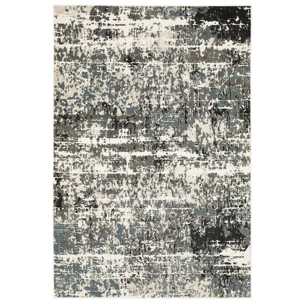 8 X 11 Ivory, Gray Abstract Washable Area Rug Runner Rug