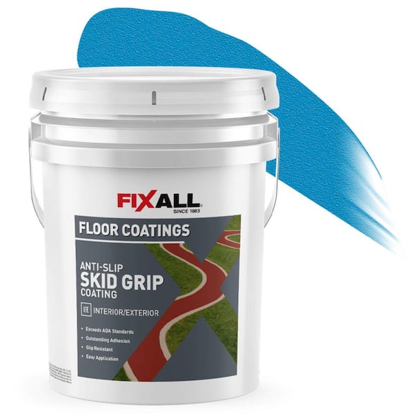 Skid Grip Anti-Slip Floor Coating, 5 Gallon, Cobalt, Slip-Resistant Pavement, Cement and Concrete Paint