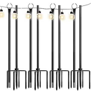 9.4 ft. String Light Poles with Hook Outdoor Metal Pole Flagpole (4-Pack)