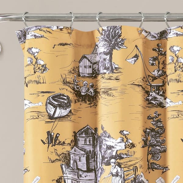 Lush Decor French Country Toile Shower Curtain Yellow Gray Single 72x72 16t005487 The Home Depot