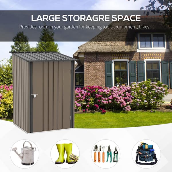 Outsunny 3.3 ft. W x 3.4 ft. D Metal Storage Shed with Double