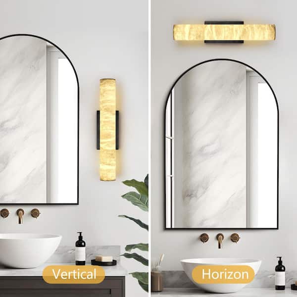 20 in. 2 light Alabaster Wall Sconces, Modern Bathroom Sconces, Indoor Black Wall Sconces for Living Room(set of 1)