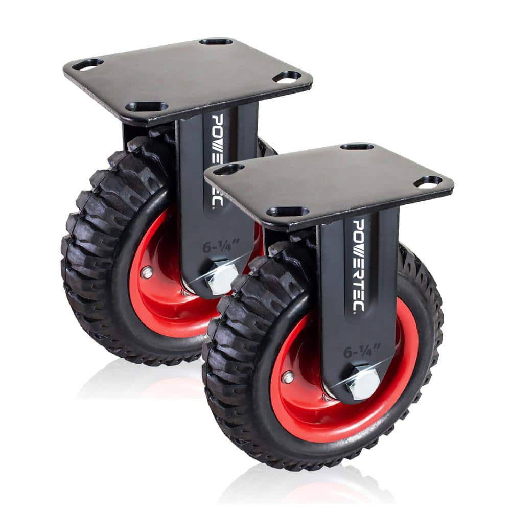 6 in. Fixed Plate Caster Wheels, Heavy-Duty Industrial Plate Casters with Rubber Knobby Tread (2-Pack) price history on PriceWatchPro