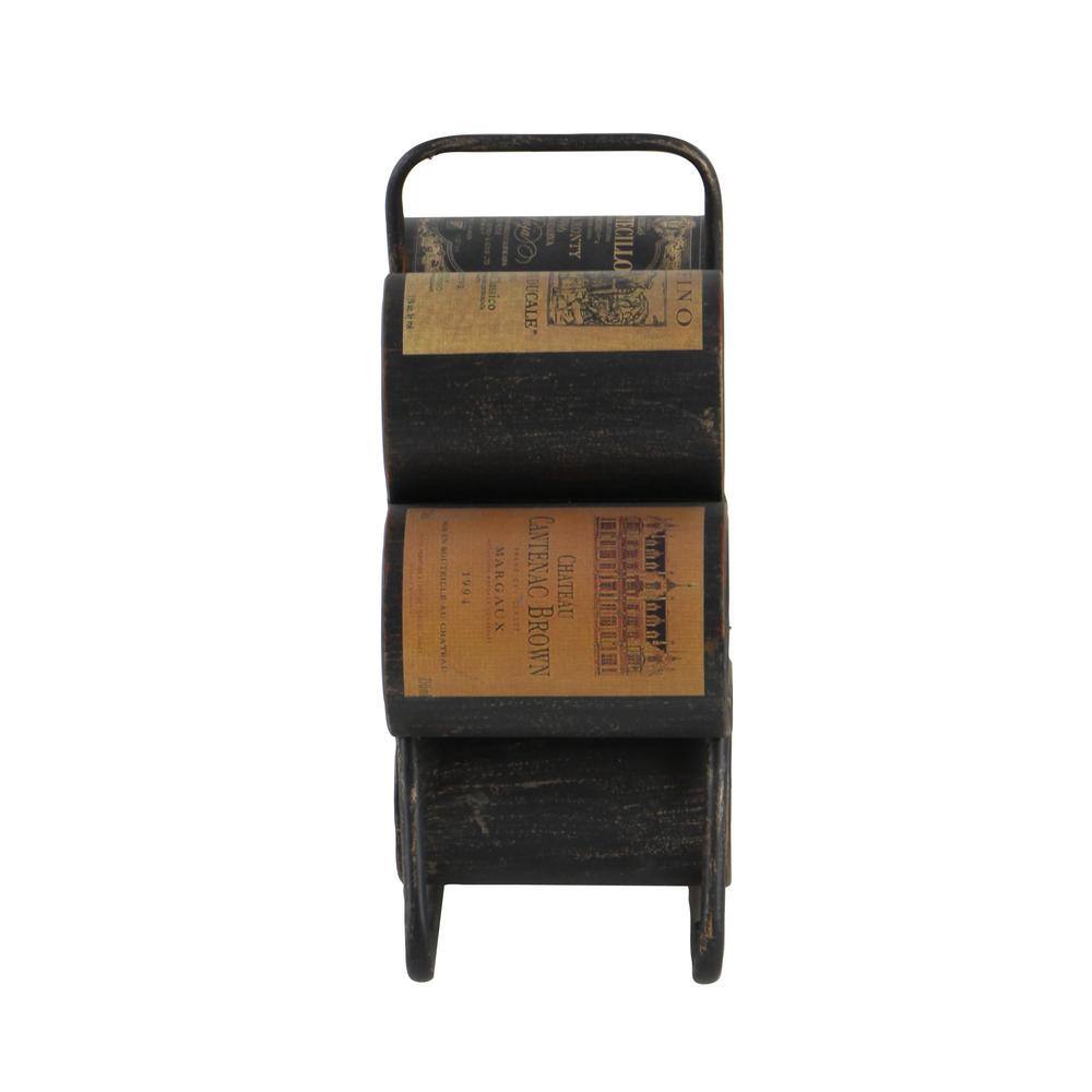 Black Industrial Metal 6-Bottle Tabletop Wine Rack