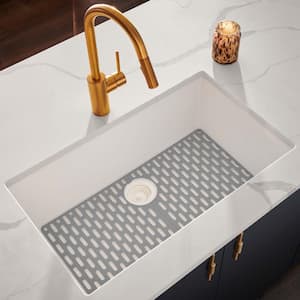33 in. x 19 in. Single Bowl Undermount Granite Composite Kitchen Sink in Arctic White