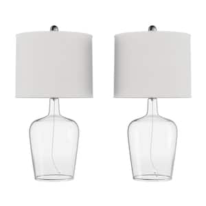 26 in. Ivory Modern Cloche Style Glass LED Table Lamps (Set of 2)