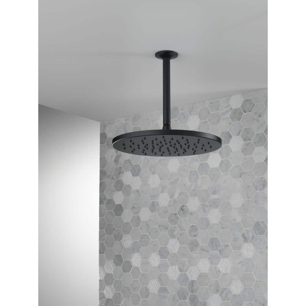 Matte Black Round Metal Rain Shower Head, 11.75-inch