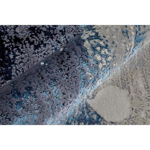 2 ft. x 8 ft. Ivory, Blue Abstract Runner Rug