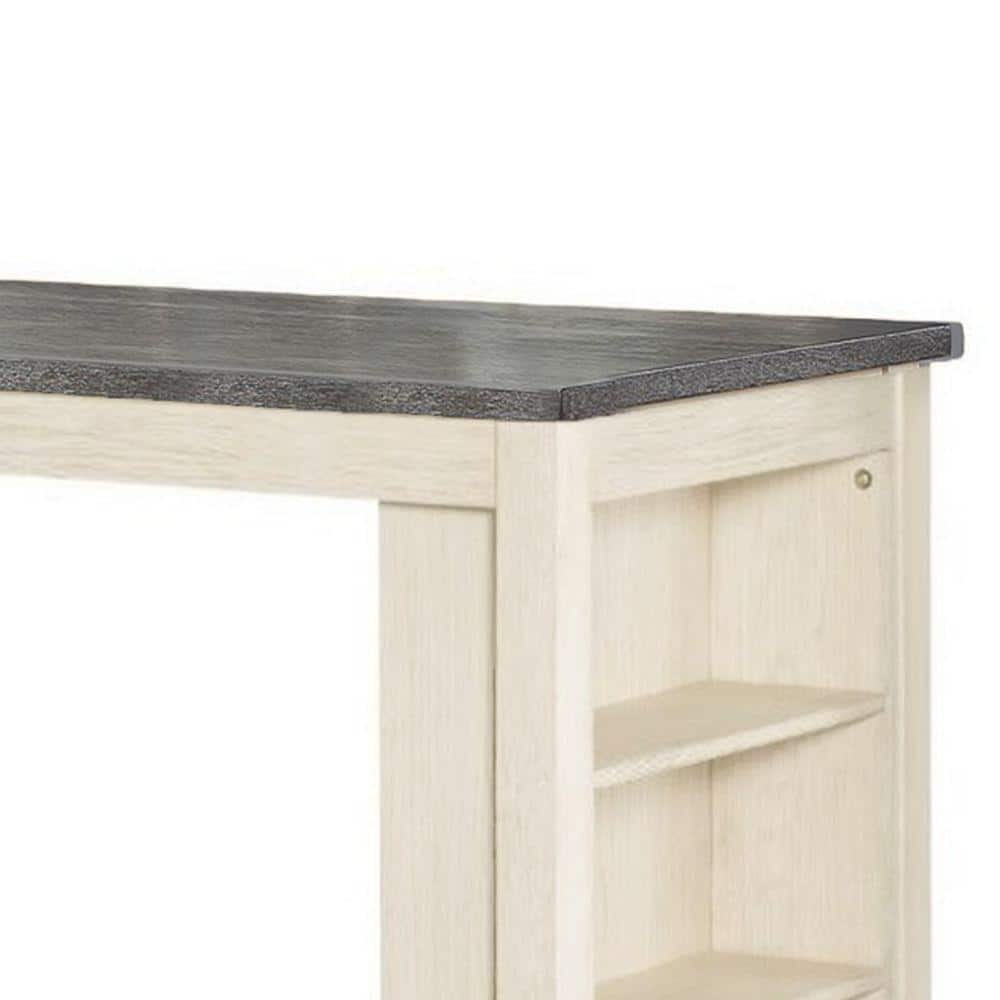 Cottage Charm 60" Two-Tone Wood Counter Height Table with Storage