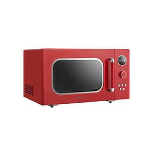 0.9 cu. ft. 900 Watt Compact Countertop Microwave in Red with Safety lock