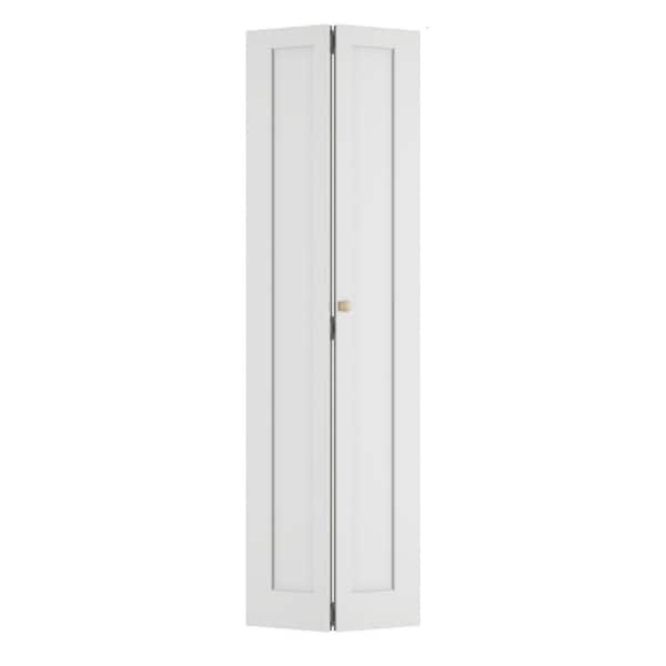 24 in. x 78.4 in. 1-Panel Hollow Core White Primed Composite MDF Bi-Fold Door with Hardware Kit
