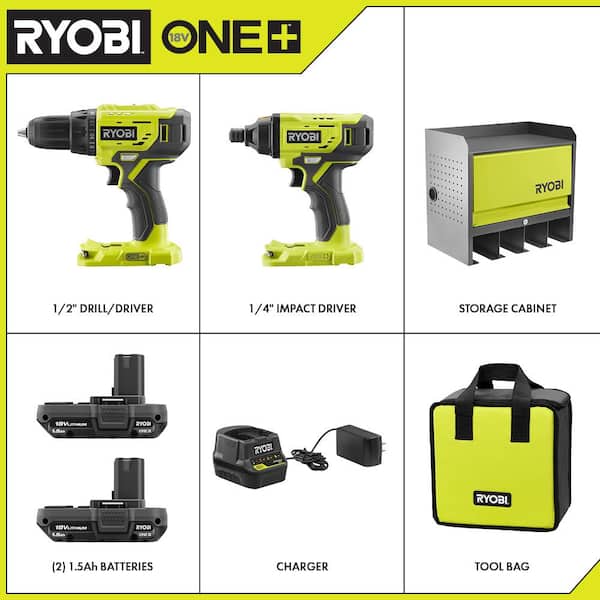 Ryobi One 18V tool & Battery holder mount bracket storage