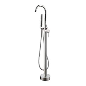 SevenFalls Single-Handle Floor Mounted Freestanding Tub Faucet with Handheld Shower in Brushed Nickel