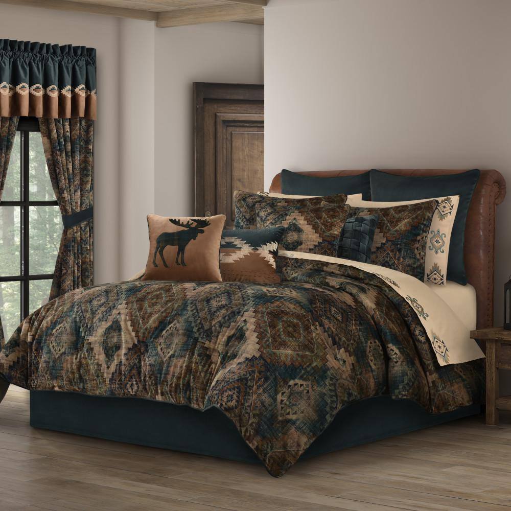 Benson Teal Polyester California King 4Pc. Comforter Set