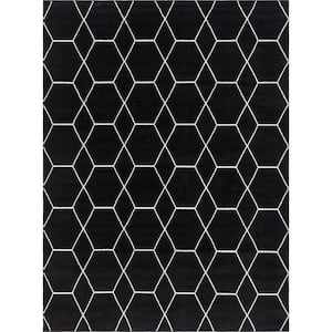 Trellis Frieze Black/Ivory 9 ft. x 12 ft. Geometric Area Rug