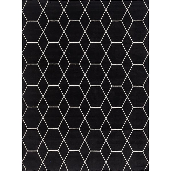 StyleWell Trellis Frieze Black/Ivory 9 ft. x 12 ft. Geometric Area Rug