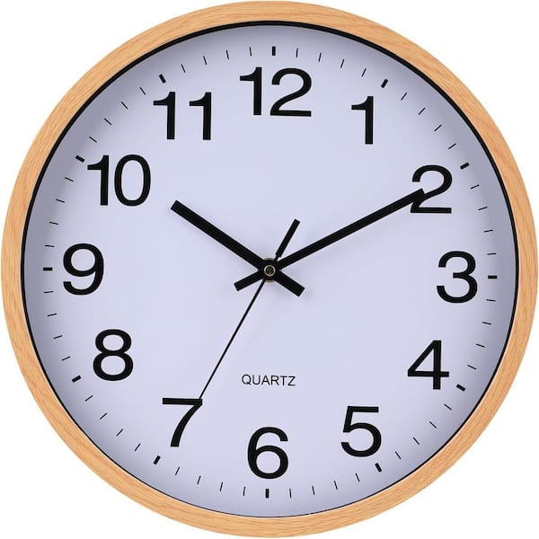 Unbranded Wooden Frame Light Brown Mechanical Wall Clock, 12 in. Modern Wall Clock