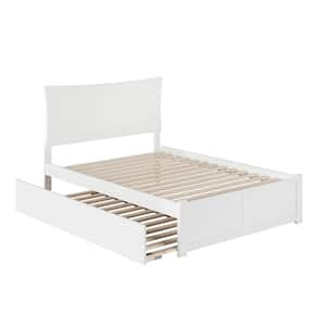 Metro White Full Platform Bed with Flat Panel Foot Board and Twin Size Urban Trundle Bed