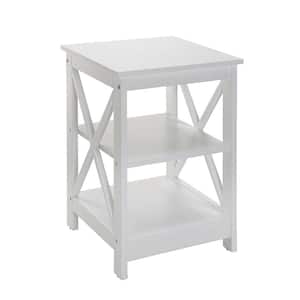 Oxford 15.75 in. White Standard Square MDF End Table with Shelves