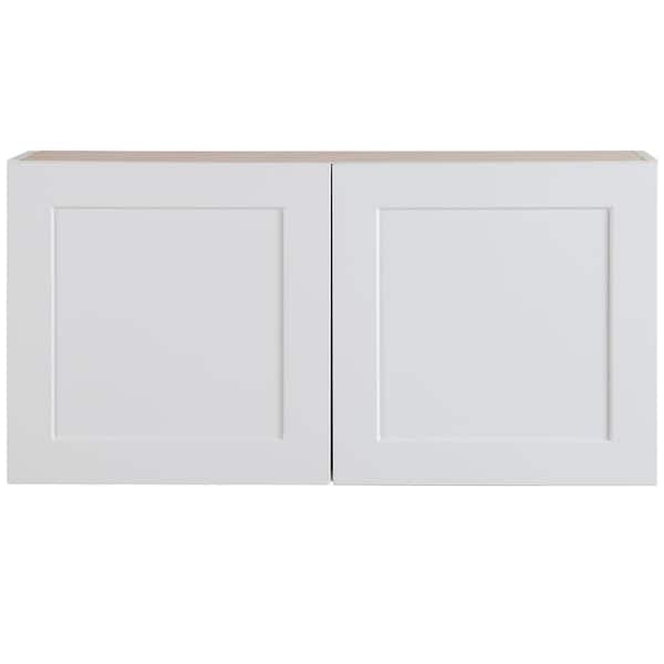 Hampton Bay Cambridge White Shaker Assembled Wall Cabinet with 2 Soft Close Doors (36 in. W x 12.5 in. D x 18 in. H)