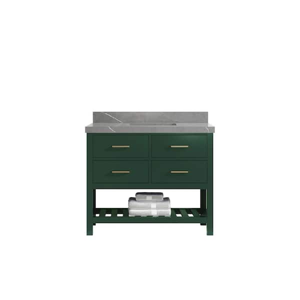 Willow Collections Parker 42 in. W x 22 in. D x 36 in. H Bath Vanity in Lafayette Green with 2 in. Piatra Quartz Top
