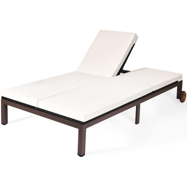 HONEY JOY 2-Person Wicker Outdoor Day Bed Rattan Recliner Chair