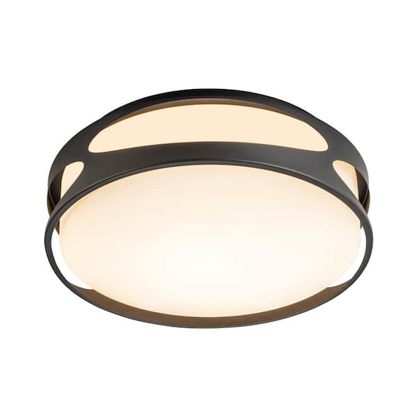 C Cattleya 13 in. 3CCT Dimmable LED Flush Mount Ceiling Light with Opal Glass