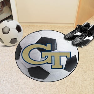 Georgia Tech Yellow Jackets White 2 ft. Round Soccer Ball Accent Rug