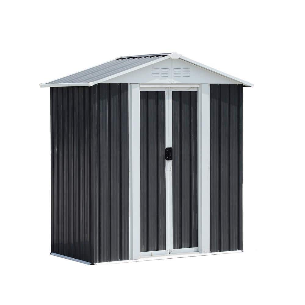 5 ft. W x 3 ft. D Gray Peak Roof Metal Shed with Double Door (15 sq. ft.) price history on PriceWatchPro