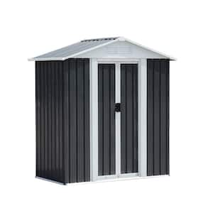 5 ft. W x 3 ft. D Gray Peak Roof Metal Shed with Double Door (15 sq. ft.)