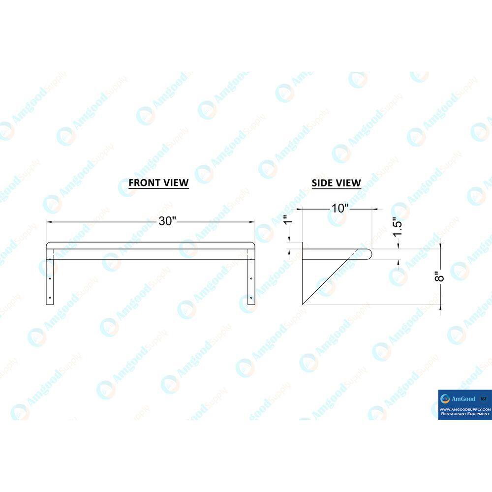30" Stainless Steel Wall Shelf with Brackets for Kitchen and Garage