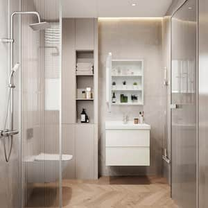 24 in. W x 32 in. H Rectangular Metal Bathroom Medicine Cabinet with Mirror and Storage