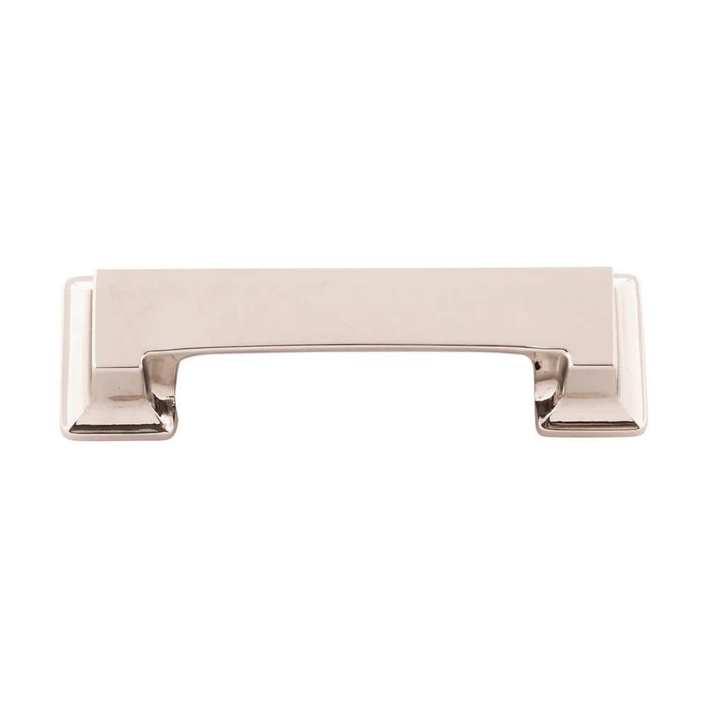 Polished Nickel Modern Cup Handle with Mounting Hardware