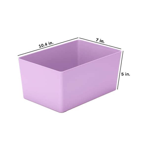 Purple 10.4 in. x 5 in. Plastic Decorative Box Set of 4 with Lid