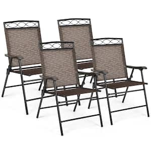 Folding Camping Chair Outdoor Lounge Chairs for Backyard, Garden, Beach with Armrest and Backrest (Set of 4)