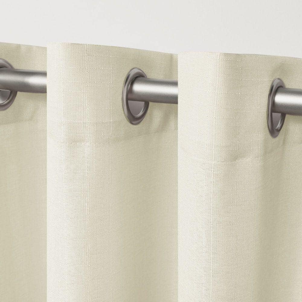 Ivory Light-Filtering Linen Grommet Curtain Panels, 54"x96"