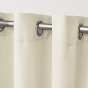 Loha Ivory Solid Light Filtering Grommet Top Curtain, 54 in. W x 108 in. L (Set of 2)