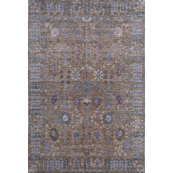 Mayfield Premium Machine Washable Abstract AMF2231 Brown 10 ft. x 14 ft. Area Rug