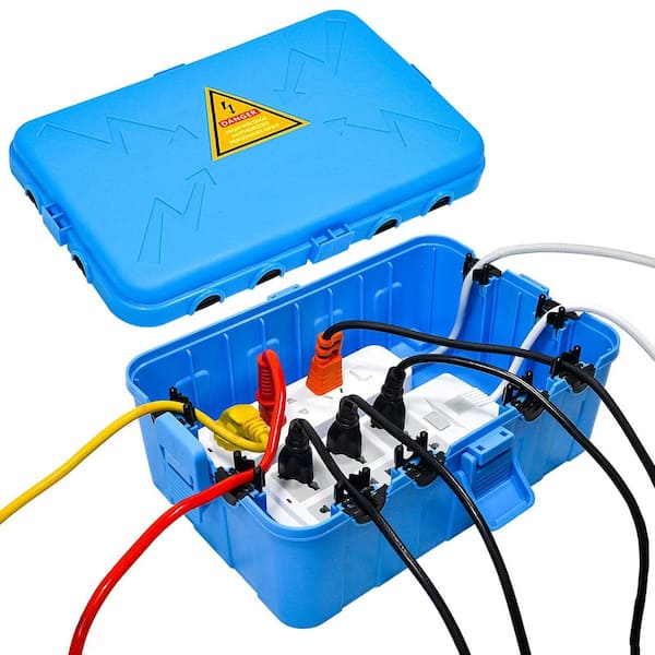 12.5 in. D x 8.5 in. W x 5 in. H Plastic Blue Outdoor Electrical Box 1-Gang with IP54 Waterproof and Weatherproof