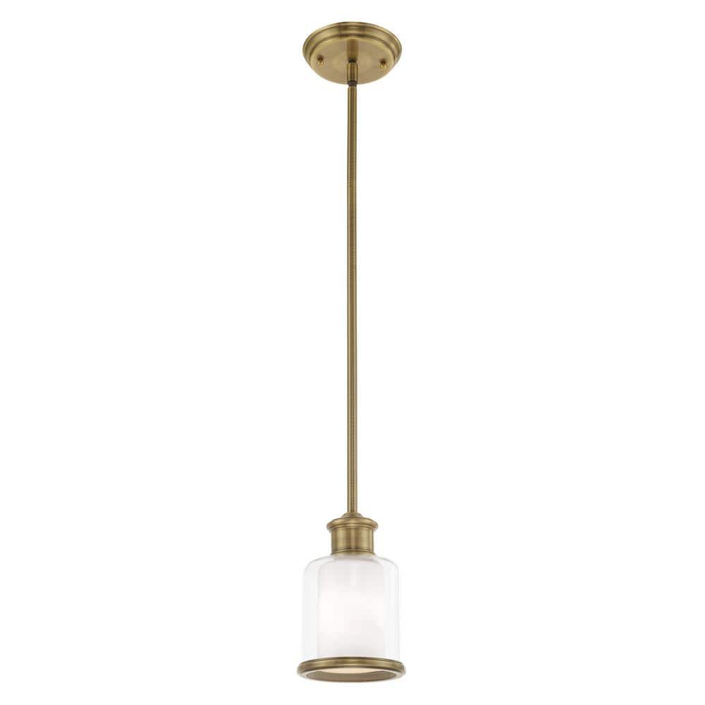 Antique Brass Mini Pendant with Glass Shade for Indoor/Outdoor