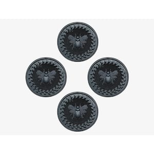 A1HC Set of 4 Garden Stepping Stone, Black 12 in. x 12 in. Rubber, Outdoor Decorative Tray, Step Mat
