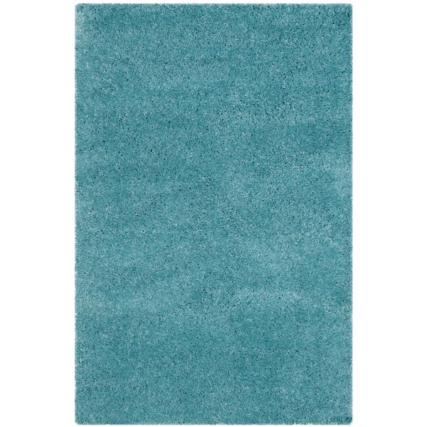 SAFAVIEH Reno Shag Turquoise 4 ft. x 6 ft. Solid Area Rug