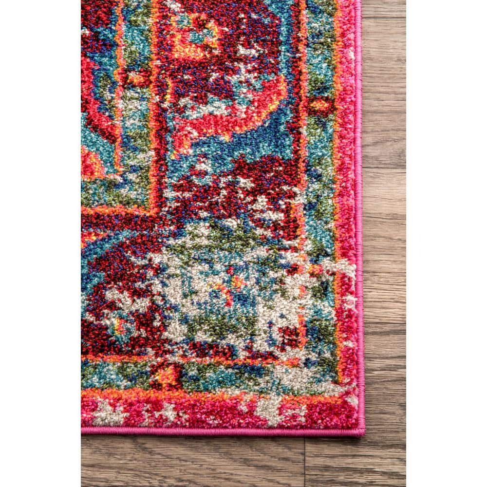 Multicolor Medallion Synthetic Easy Care Rug 62"x24"