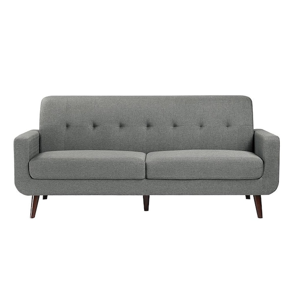 Lazzara Adelia 79 in. W Straight Arm Textured Fabric Rectangle Sofa in. Gray