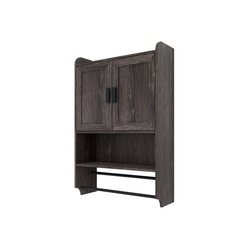 21.6 in. W x 32.5 in. H Rectangular Gray Engineered Wood Surface Mount Medicine Cabinet without Mirror, with Towels Bar price history on PriceWatchPro