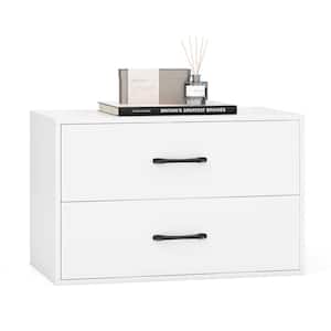 2-Drawer White Chest of Drawers 12 in. D x 24 in. W x 16 in. H